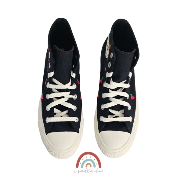 New! Converse Chuck Taylor All Star High Top Sneakers with Cherry Embroidery - Picture 12 of 16